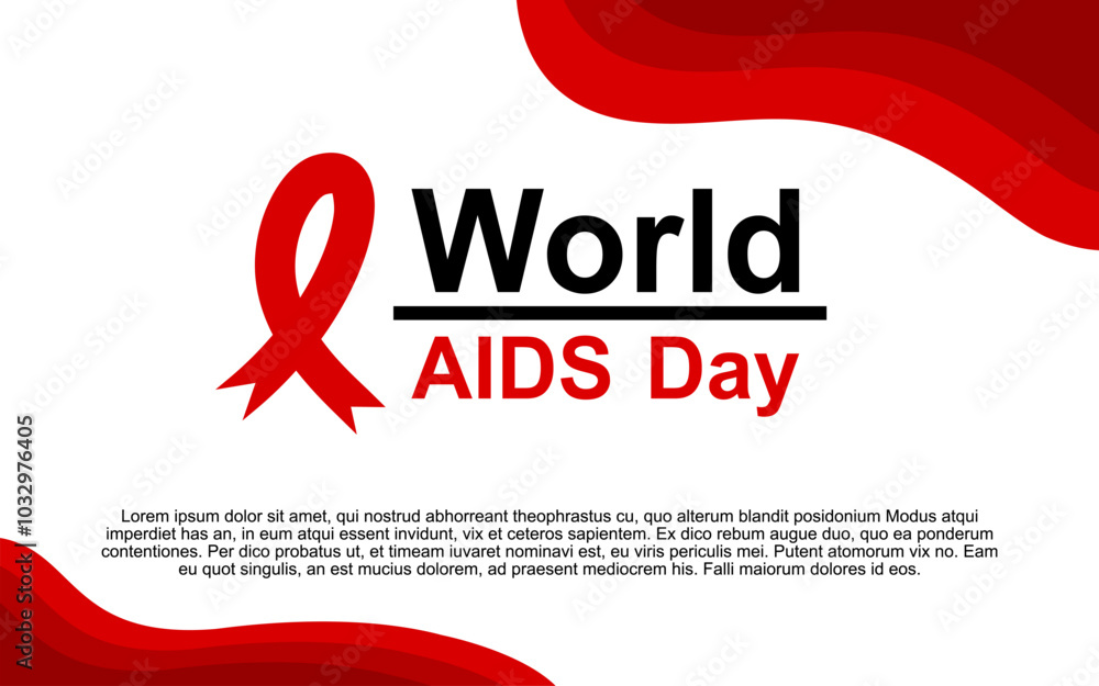 Wall mural Red ribbon for World AIDS Day on a white background. 