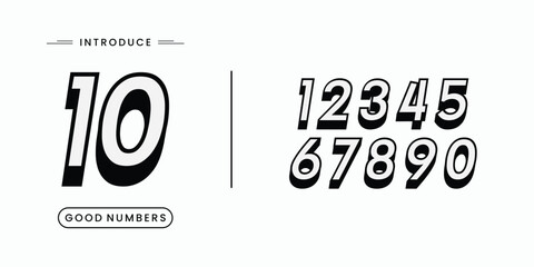 Number font. Font of numbers in classical style with contemporary geometric design. Beautiful elegant numerals. Vintage and old school retro typographic. Vector Illustration