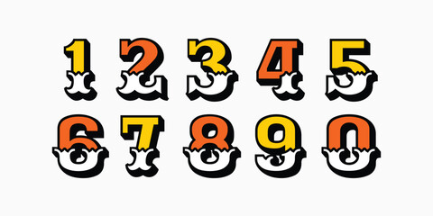 Number font. Font of numbers in classical style with contemporary geometric design. Beautiful elegant numerals. Vintage and old school retro typographic. Vector Illustration