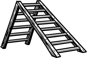 Vector illustration of wooden ladder 