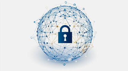 abstract innovative cyber security network, using interconnected nodes to represent business partnerships on the Smart digital Innovation city with connection network reciprocity over the smart city