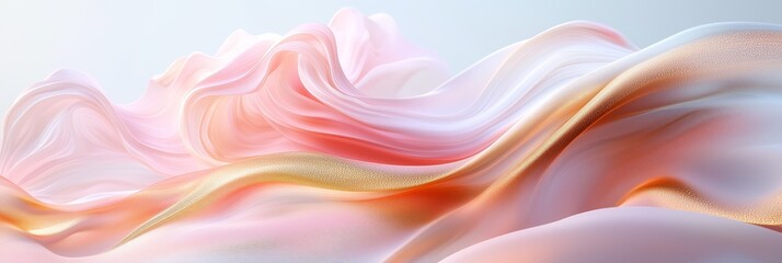 Obraz premium 3D abstract background with pink and gold waves, white color, black isolated background