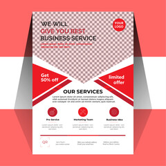 A4 flyer template, modern template, in red & white color, and modern design, perfect for creative professional business flyer design