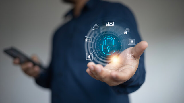 Cybersecurity and data protection, Firewall systems safeguard information through encryption, securing user personal data with safe internet access.