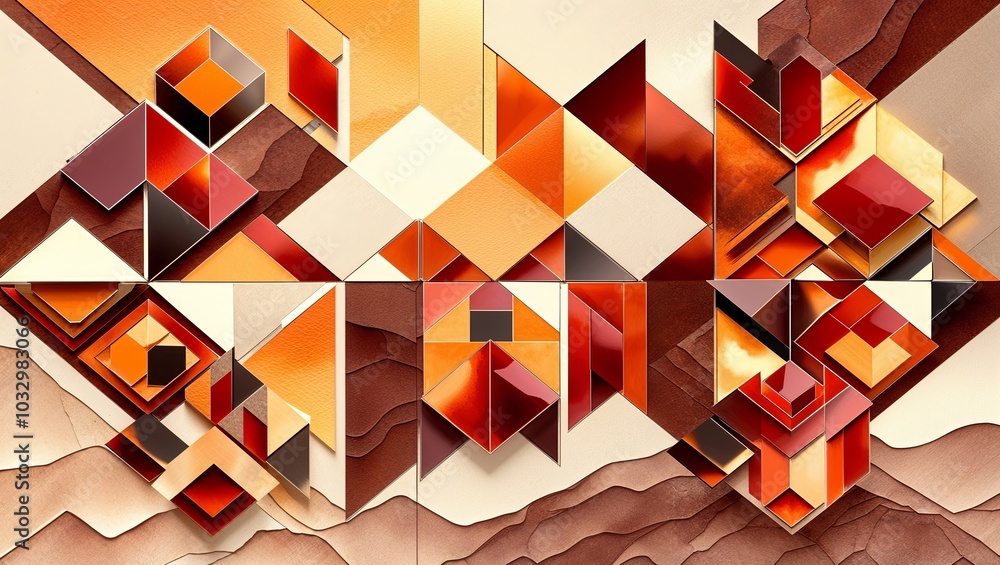 Sticker Abstract geometric pattern with warm tones.