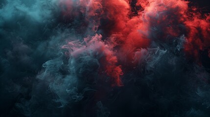 Fototapeta premium Dark background, red and dark gray color scheme, smoke texture, broken sky, in the style of game