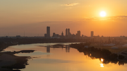 Fototapeta premium Sunrise over city and river 2