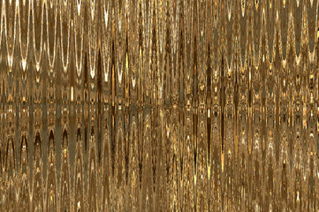 Hall of shiny mirror reflections. Golden color.