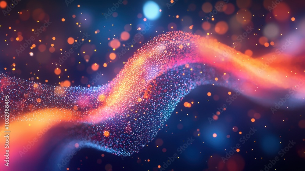 Poster dynamic gradient hologram of particles in motion