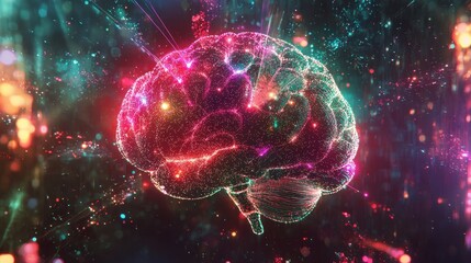 Fototapeta premium Holographic Brain with Digital Interface Design