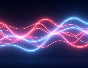 Colorful glowing neon light waves