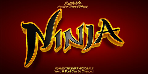 Ninja Vector Text Effect Editable Alphabet Japanese Samurai Katana Fighter © Zeta
