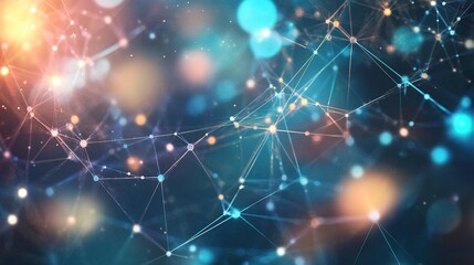 Interconnected Digital Universe with Glowing Particles and Geometric Structures