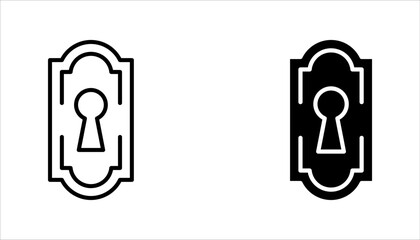 keyhole icon, door lock, Security, protection line and editable stroke, flat icon set isolated on white background.