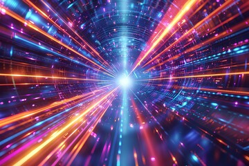 Fototapeta premium A tunnel filled with lots of colorful lights