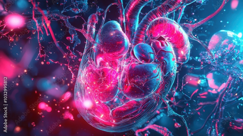 Poster futuristic 3d rendering of internal organs