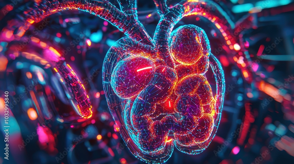Poster 3d futuristic rendering of internal organs