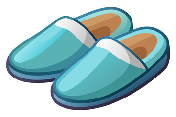  Pair of comfortable slippers on a vector art illustration 