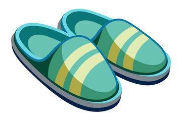  Pair of comfortable slippers on a vector art illustration 