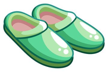  Pair of comfortable slippers on a vector art illustration 