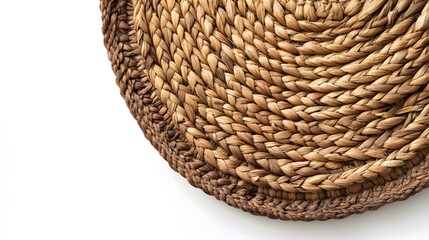 A woven luncheon mat on a white background. 