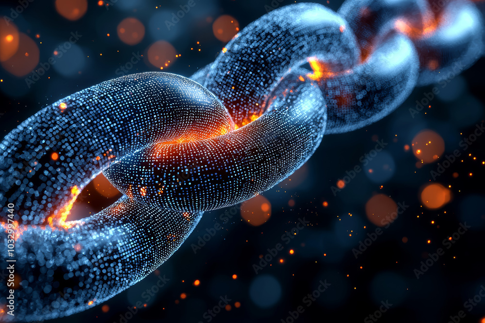 Poster a blockchain firm partnering with a telecom company to enhance network security, representing blockc