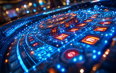 Obraz premium Abstract Blue Glow: Casino Gambling Theme