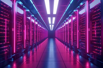 Fototapeta premium A row of servers in a data center