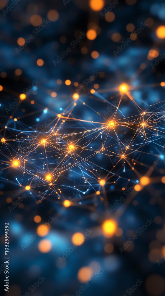 Fototapete Abstract background with glowing lines and dots, representing connection and network.