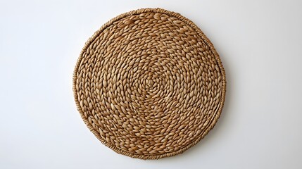 A woven luncheon mat on a white background. 