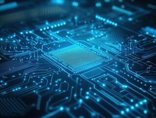 Futuristic circuit board, glowing blue patterns, electric energy waves, hightech background, seamless design