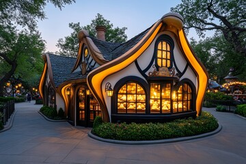 Fototapeta premium A fairy tale bakery where pastries glow, attracting whimsical customers