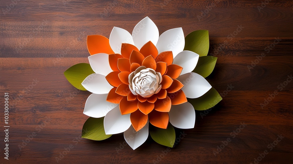 Poster symmetrical paper cut mandala with intricate layers and concentric patterns in shades of white gray 