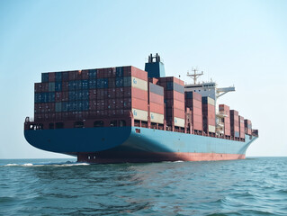 cargo container ship. Business logistic transportation sea freight, Cargo ship, Cargo container in deep sea port at industrial estate for import export around in the world