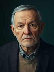 Fototapeta premium A close up of a man with grey hair and a sweater