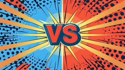 Fototapeta premium Plain Comic Book Versus Template in Pop Art Style Filled with Halftone Patterns.