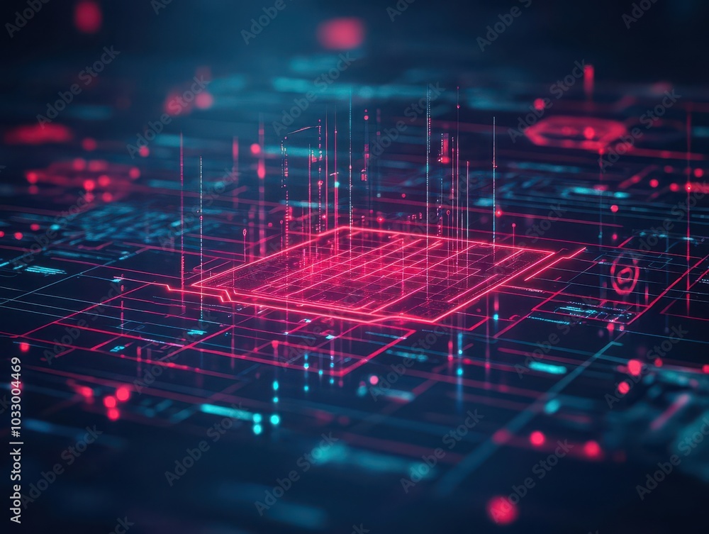 Aufkleber software security shield, virtual firewall, glowing red grid, futuristic data protection concept