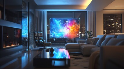 Futuristic holographic display in smart home