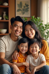 Happy Family in a Beautiful Home: Decoration, Advertising, and T-Shirt Prints