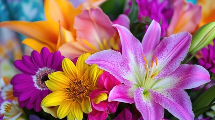 Obraz premium Close-Up of Vibrant Flower Bouquet