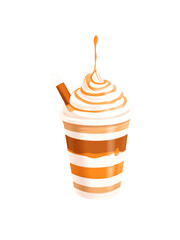 Caramel Macchiato hand drawn paint art illustration painting isolated white background transparent png