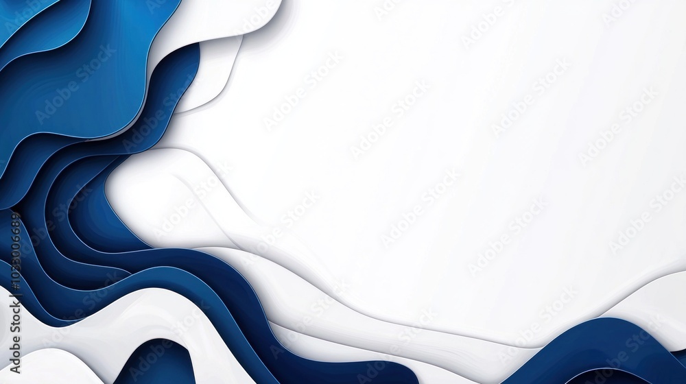 Poster dynamic blue and white abstract background design with layered waves perfect for modern visual aesth