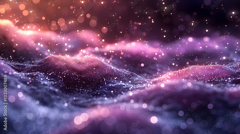 Poster abstract 3d background with glowing particles and bokeh effect