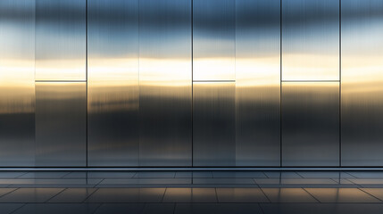 a close-up, front view of a metal wall with a sleek, reflective surface texture background, texture background