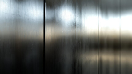 Obraz premium a close-up, front view of a metal wall with a sleek, reflective surface texture background, texture background