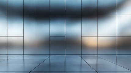 Fototapeta premium a close-up, front view of a metal wall with a sleek, reflective surface texture background, texture background