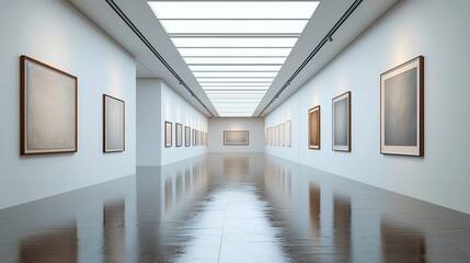 Serene minimalist art gallery interior