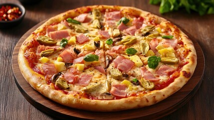 Close-Up View of Delicious Pizza Capricciosa