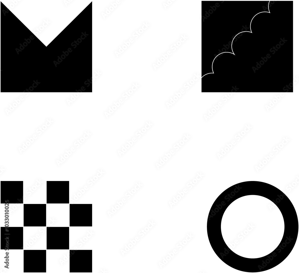 Poster set of abstract geometric shapes in different colors. collection of various shapes of the correct sy