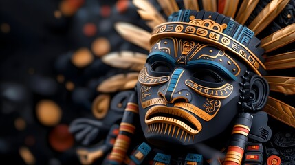 Fototapeta premium Intricate Aztec Sun Stone Paper Cut Design with Geometric Layers and Patterns for Cultural Decor Artwork and Traditional Ceremonial
